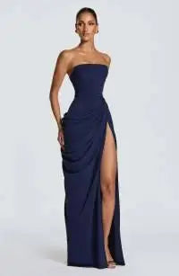 Solid Pleated Strapless Women's Dress Backless Off-shoulder