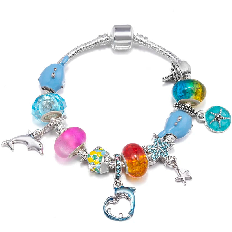 Hollow Foot Beads Charm Bracelets