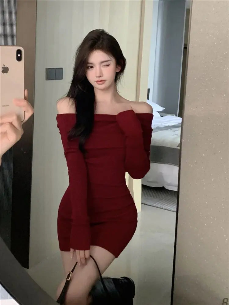 Black Off Shoulder Mini Dresses