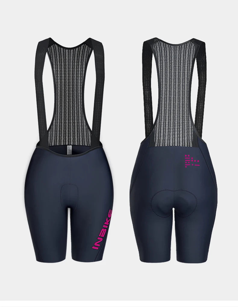INBIKE Women's Cycling Bib Shorts Summer Breathable High-Waisted Suspenders Shorts Outdoor Bike Riding Underwear Cycling Gear