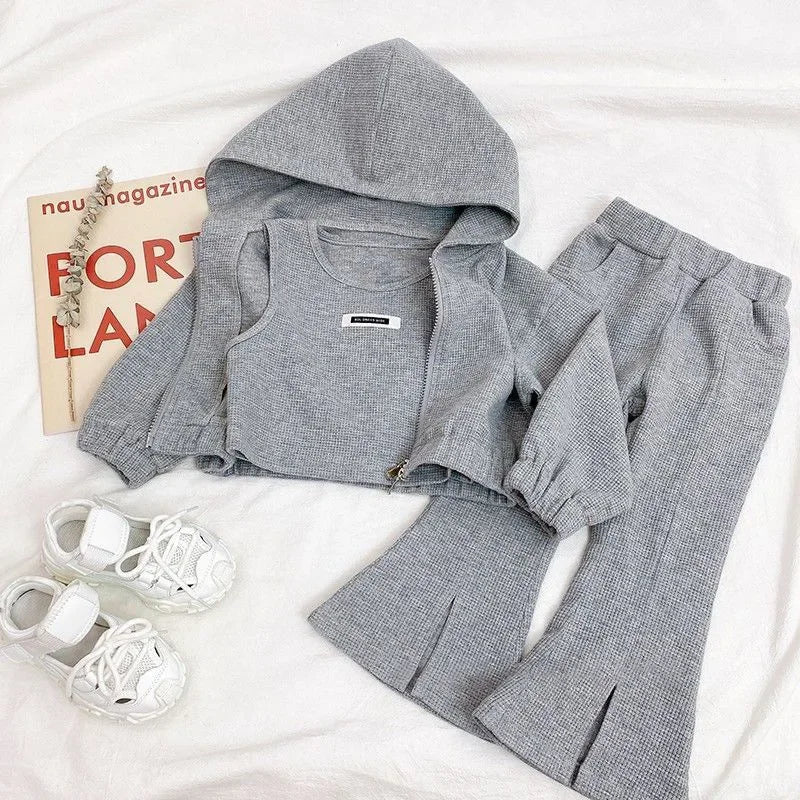 Children's Clothing Sets Hoodie+ Tank Top + Bell-bottoms 3Pcs Sets Kids Clothes Girls Baby Girl Outfit Set Kids Boutique Clothes