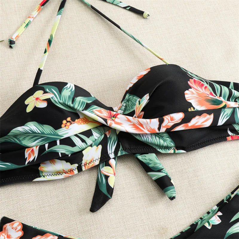 Bikini Swimsuit High Waist Thong Bathing Suit Two Pieces