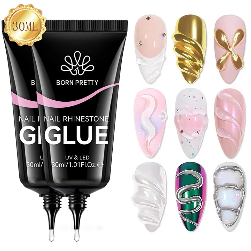 Nail Rhinestone Glue 30ML Gel Nail Glue 3D Shaping Sculpting Carving Flower DIY Decoration  Gem Glue Nail Supplies