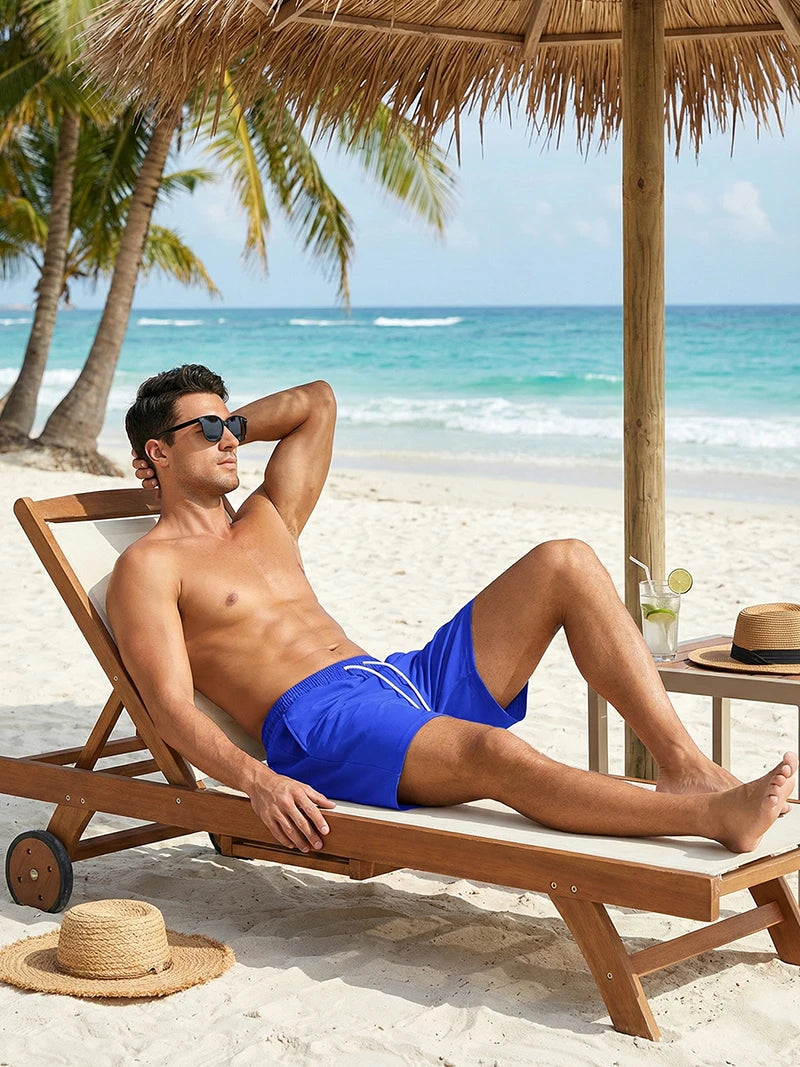Mens Swim Trunks with Compression Liner Phone Pocket