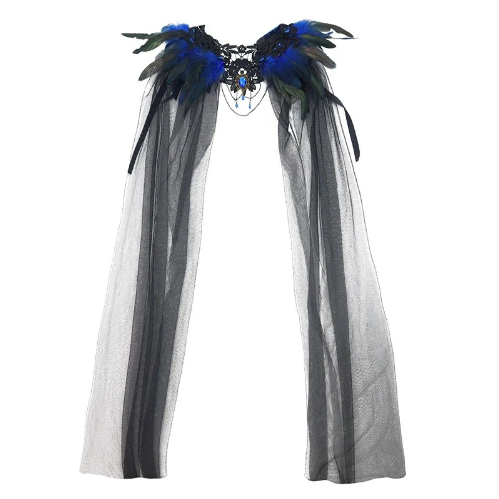 Black Halloween Feather Cloak