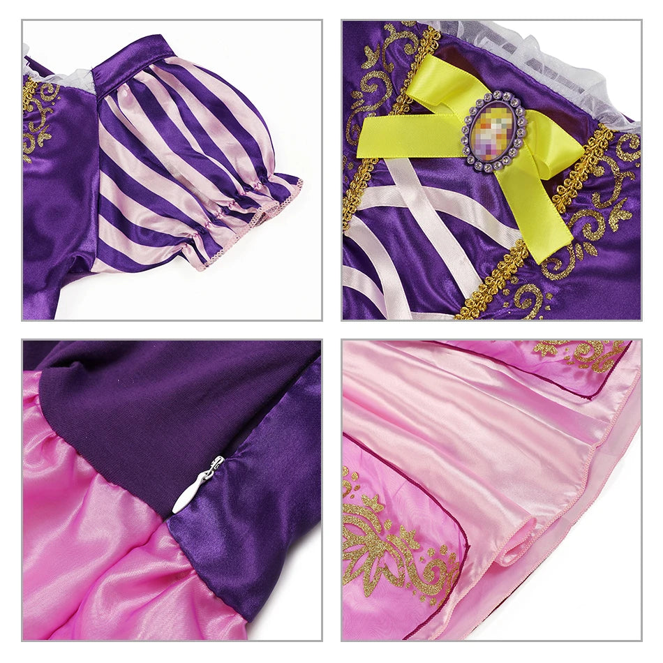 Muababy Princess Dress for Girls Aurora Belle Elsa Jasmine Cosplay Costume Party Halloween Carnival Outfit Kids 2-8Y Vestido