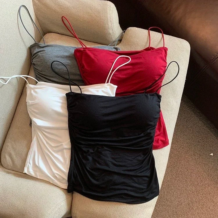 Sexy Sleeveless Tank Tops Women Casual Vest Crop Camisole Seamless Sports Underwear with Chest Pads Summer Female Bra Lingerie