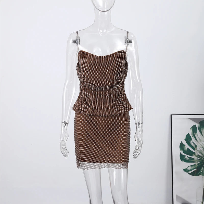 Diamond Halter Backless V Neck Dress