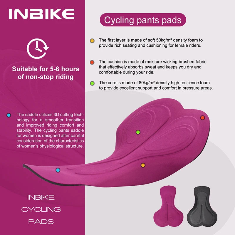 INBIKE Women's Bike Shorts Padded MTB Cycling Pants Road Biking Clothing Road Mountain Riding Bicycle Cycle Shorts with Pockets