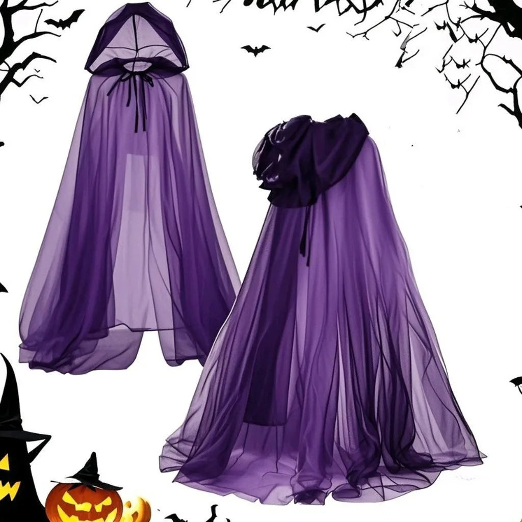 Full Length Cloak Dark Long Cape Sheer