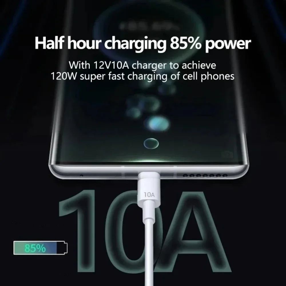 120W 10A USB -C Quick Charging Cable  USB C Mobile Phone