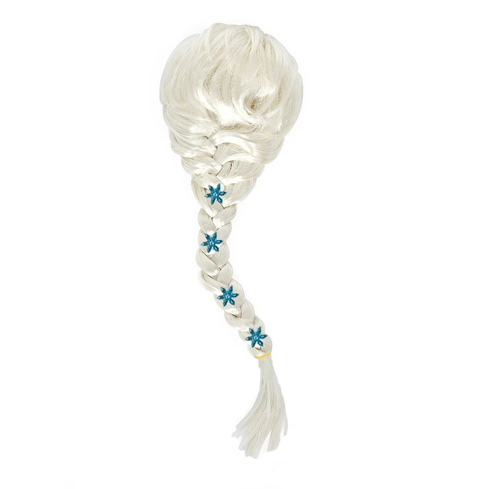 Elsa Birthday Party Costume Play Accessories Headwear Tiara Snow Queen Kid Princess Wig Braid Kid Carnival Cosplay Dress up Kits