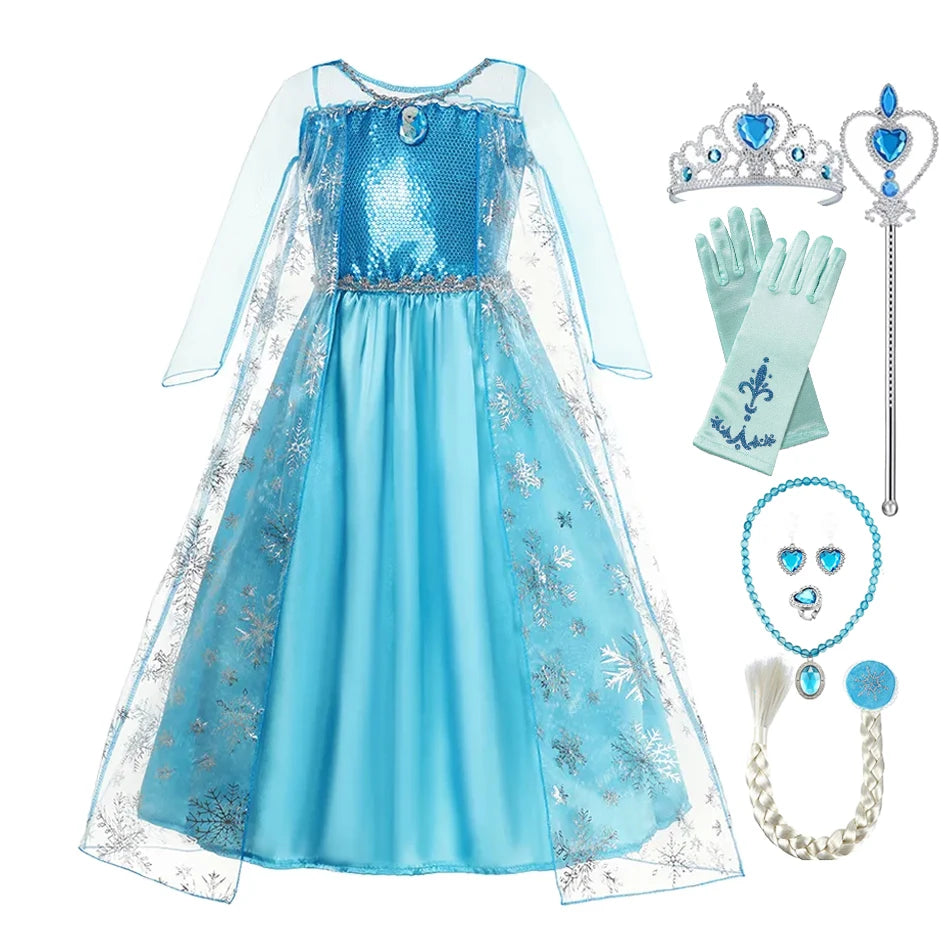 Moana Elsa Princess Dress for Girls Costume Kid Children Cosplay Birthday Carnival Party Outfit Toddler Fancy 2-8Y Birthday Gift