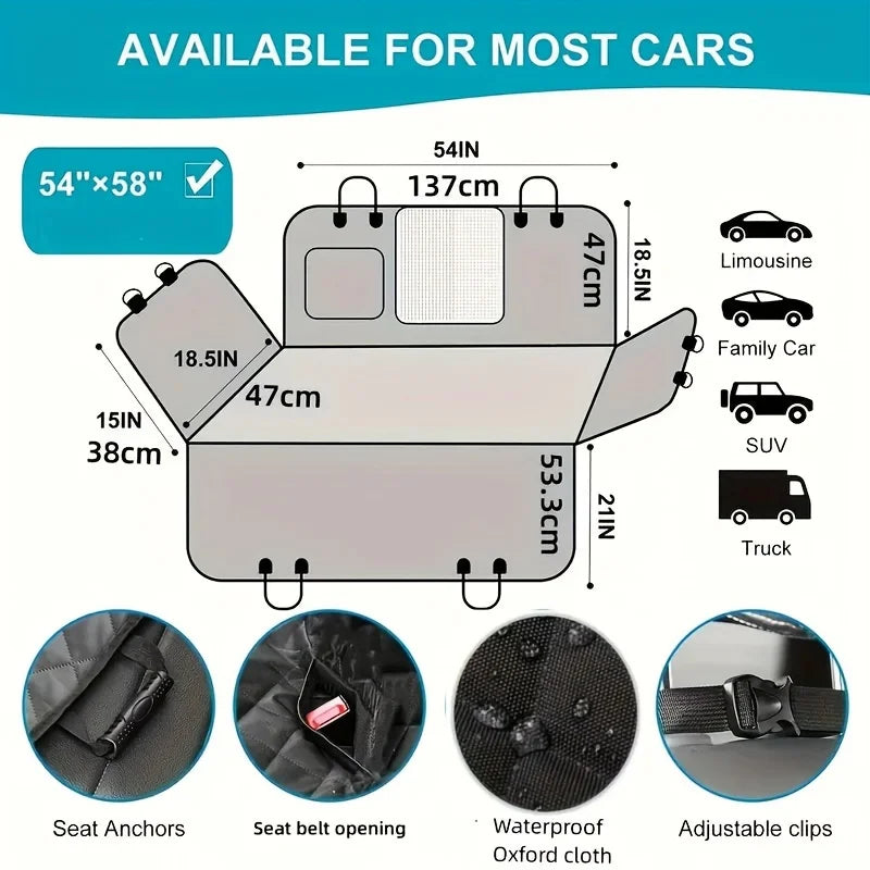 Car seat Cover, Upgrade with this Waterproof, Scratch-Resistant Dog Hammock