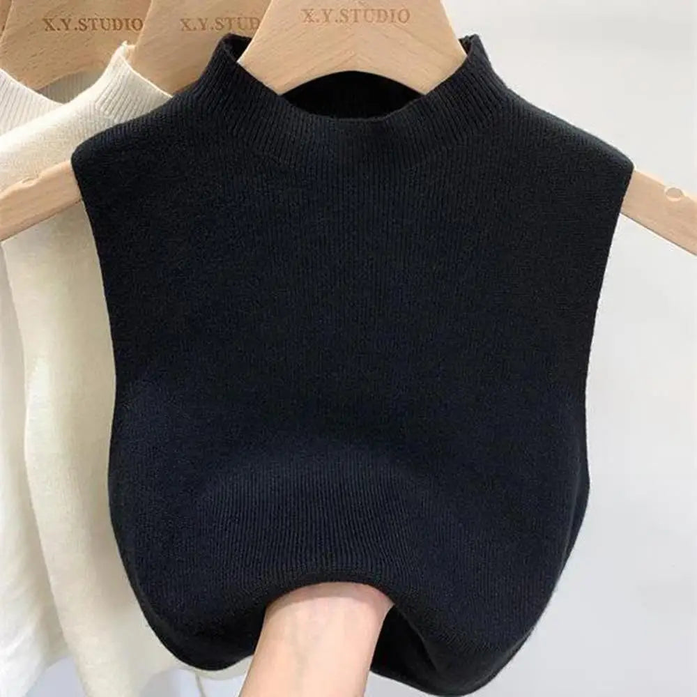 Vest Tank Top Half-turtleneck Knitt Cropped Camisole