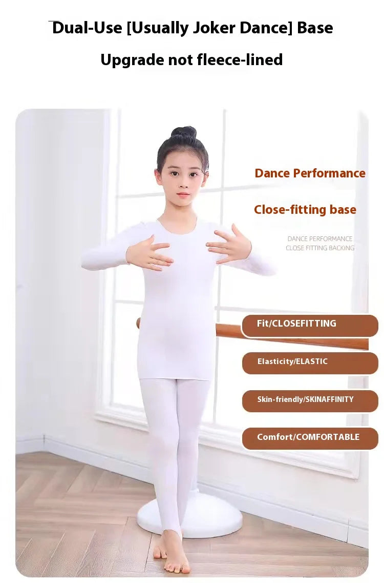 Spring Autumn Dancewear Kids Thermal Underwear Stretchy Girls Tight Underwear 2-14 Years Thin Base Performances Teen Clothes Set