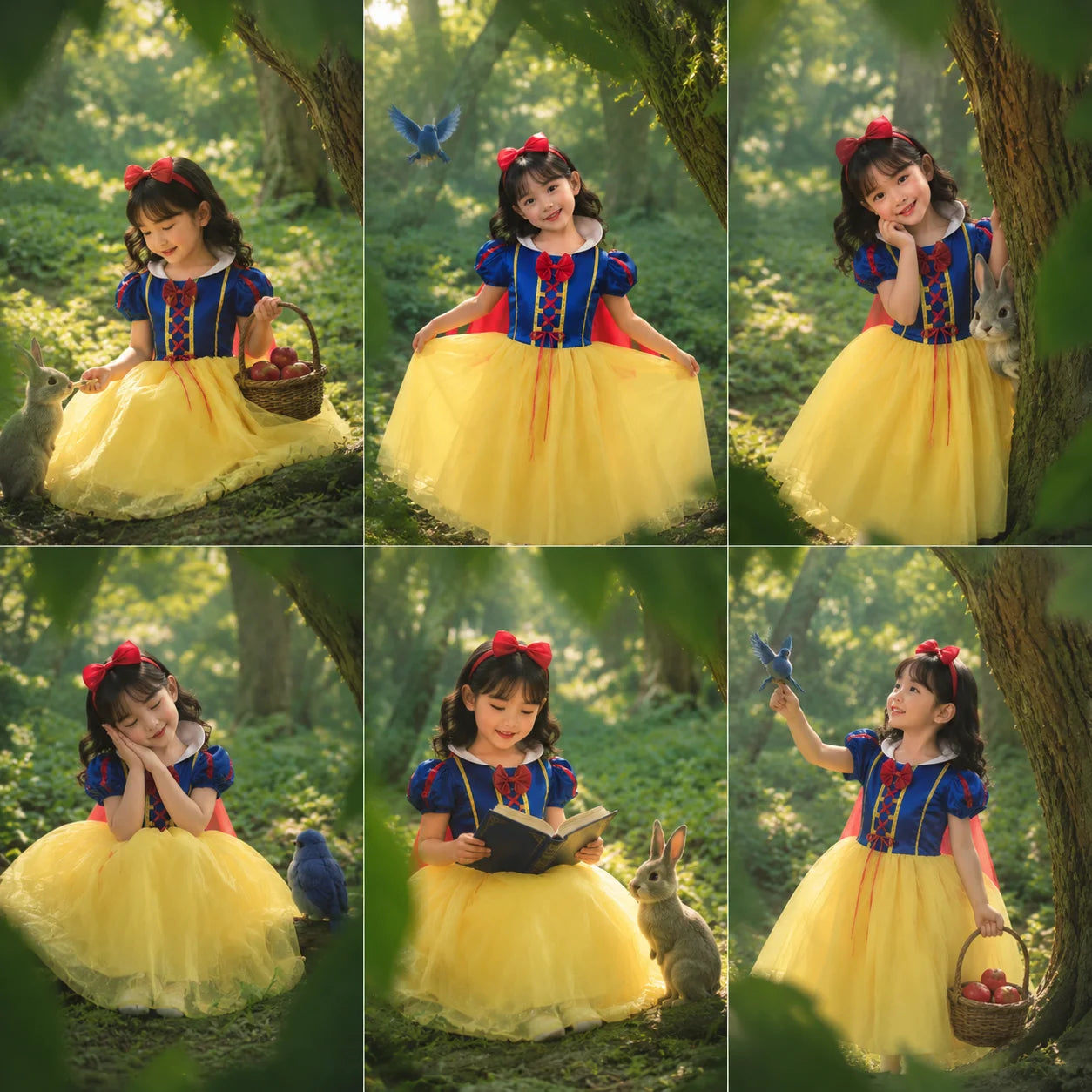 Snow White Princess Dress Girls Halloween Party Costume Role Play Outfit for Toddler Kid Children Cartoon Fancy Cosplay Clothing