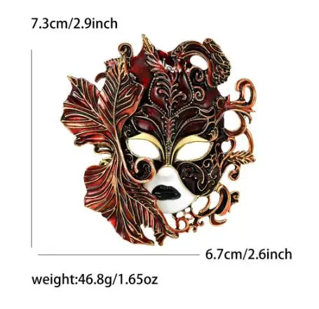 cross-border fashion creative heavy industry enamel drip oil carnival mask brooch alloy personality