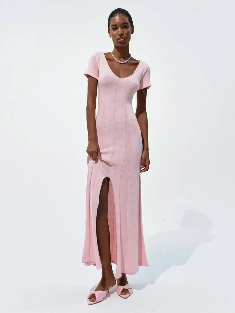 Short-Sleeved Knitted Dress