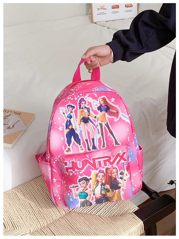 Pink 10-Inch Lightweight Backpack K D H Rumi Mira Zoey HUNTR/X Saja School Bag for Boys And Girls Kindergarten Moch
