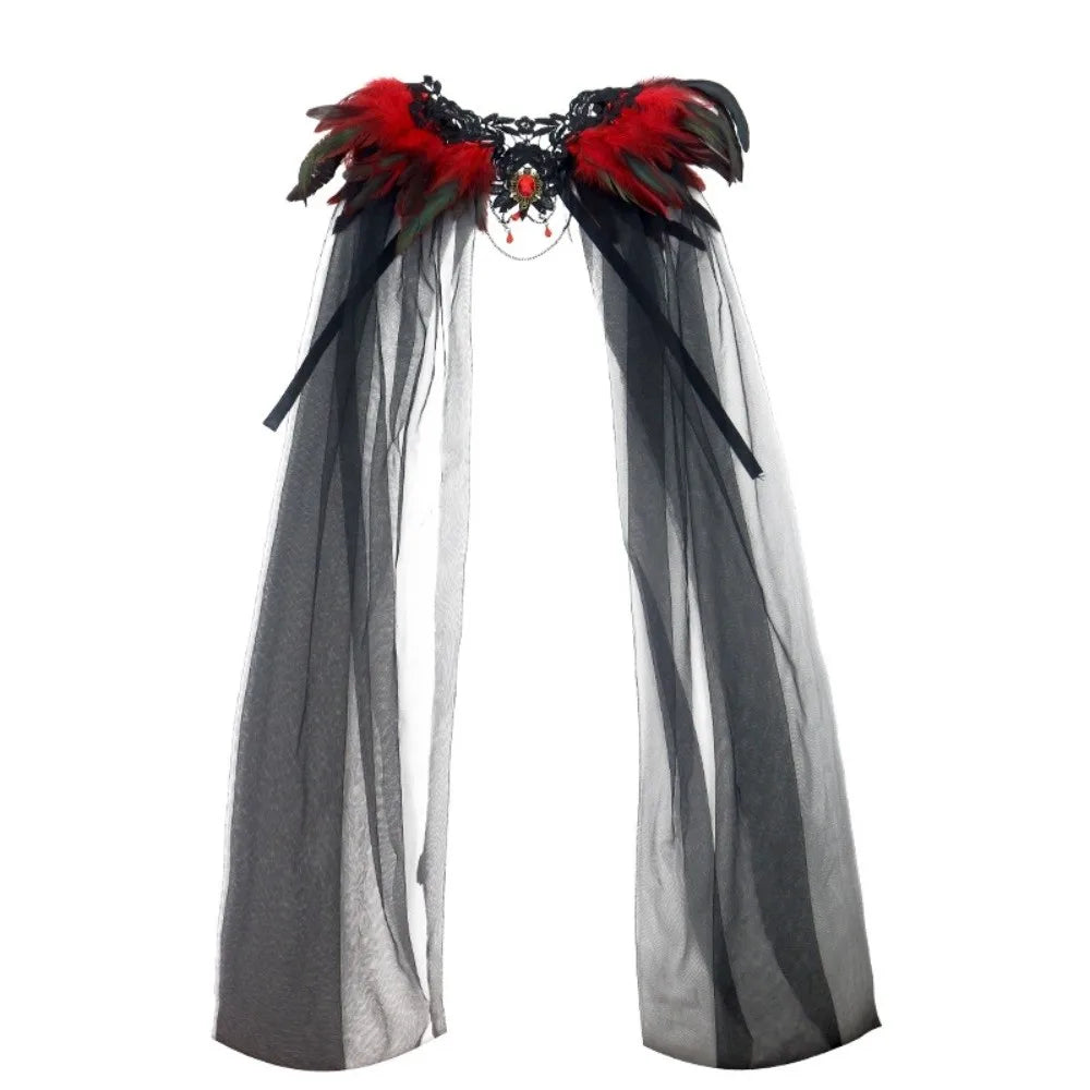 Black Halloween Feather Cloak