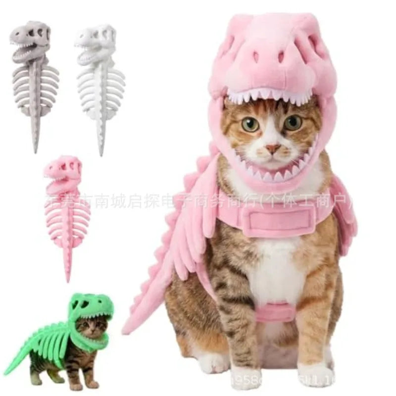 Halloween Dinosaur Skeleton Pet Hooded Costume