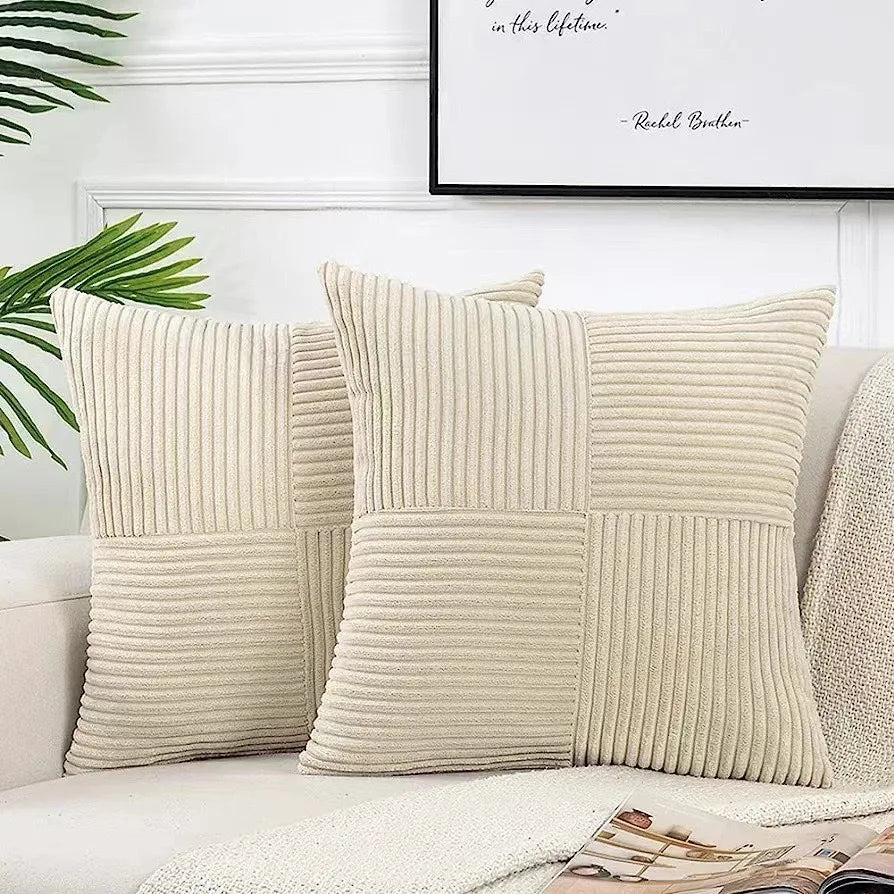 Green Corduroy Striped Decorative Throw Pillow Cover 45x45CM Mordern Spring Nordic Pillow Cases for Couch Sofa Living Room Bed