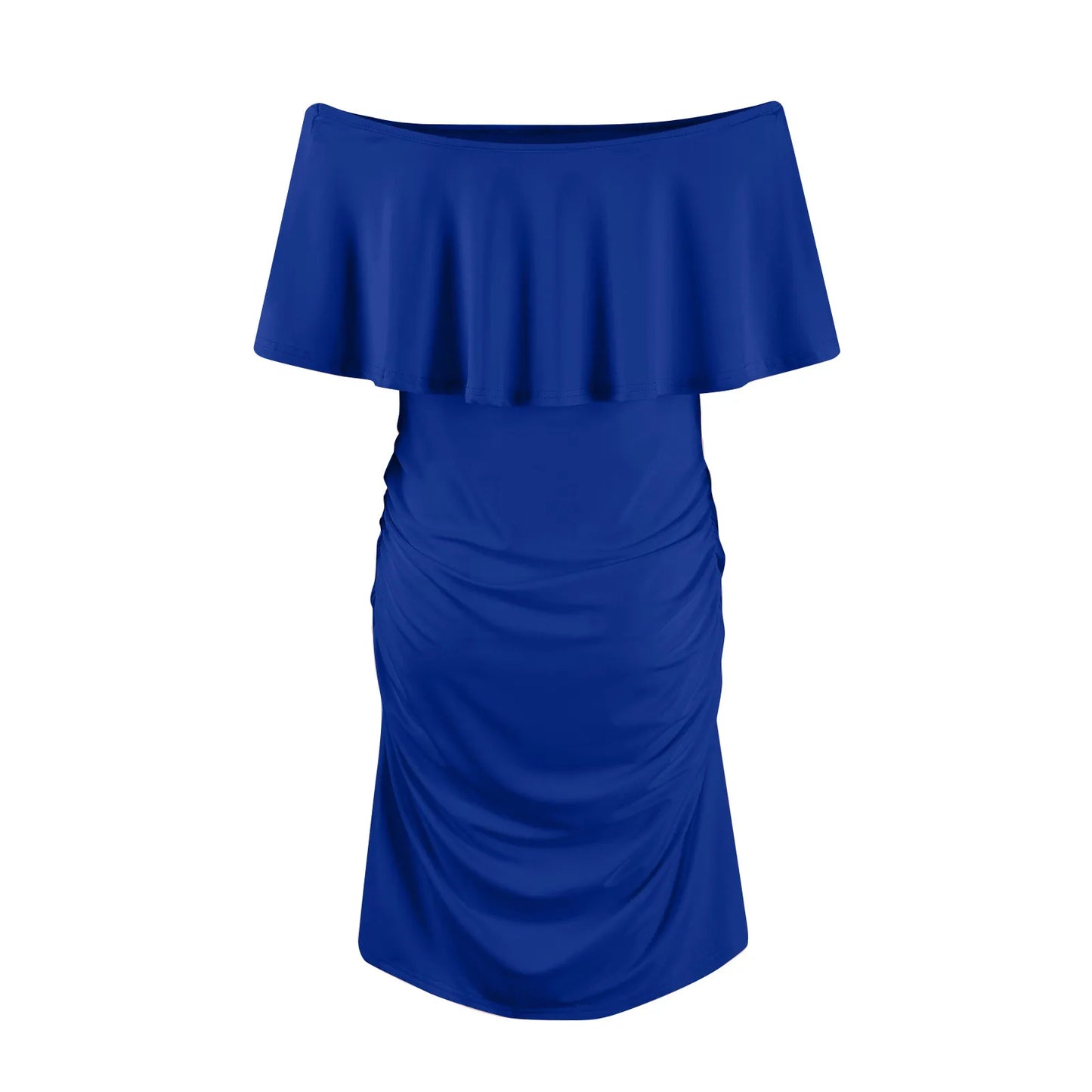 Pregnant Women Pregnancy Dress Fashion Short Sleeve Slash Neck Solid Ruffles Mama Dress Maternity Clothing Dresses