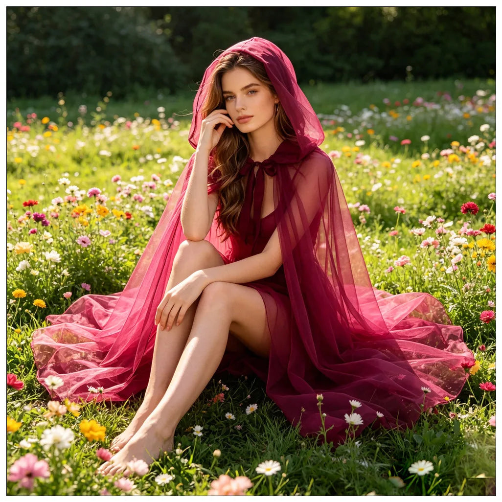 Full Length Cloak Dark Long Cape Sheer