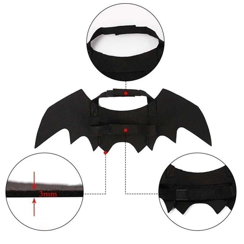Halloween Cute Pet Clothes Black Bat Wings Harness