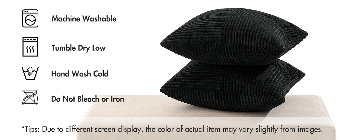 Green Corduroy Striped Decorative Throw Pillow Cover 45x45CM Mordern Spring Nordic Pillow Cases for Couch Sofa Living Room Bed