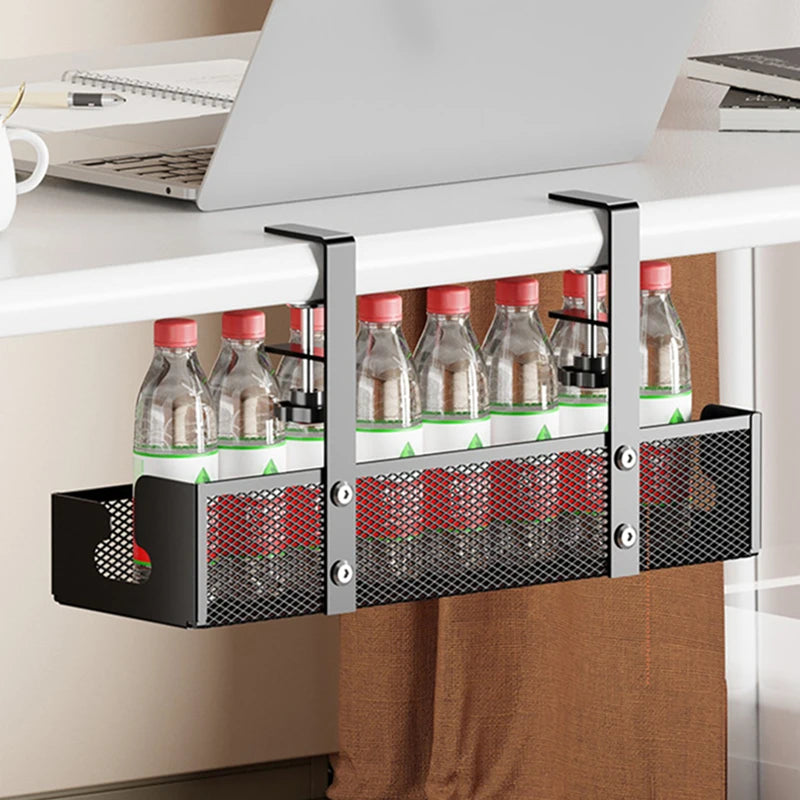 No Drilling  Under Desk Cable Management With Clamp Retractable Power Strip Cord Holder