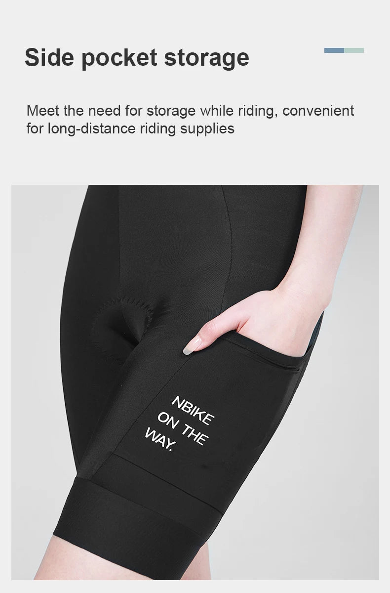INBIKE Cycling Shorts Women's Summer New High-waist Pocket Bicycle Road MTB Outdoor Cycling Breathable Shock-absorbing Bib Short
