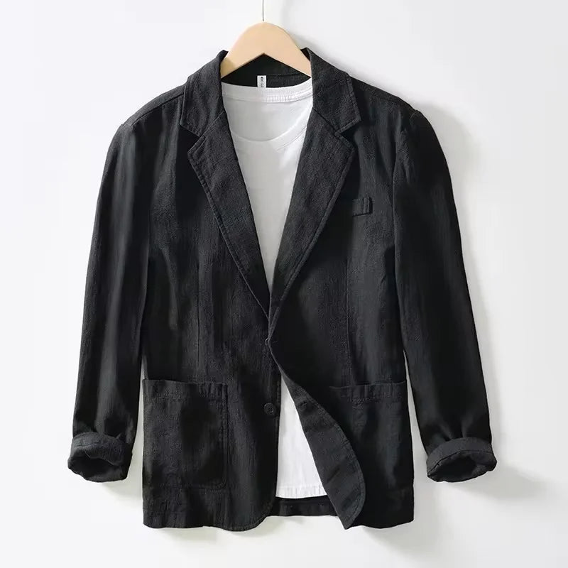 70% Linen 30% Cotton Breathable Men's Blazer Suit Jacket