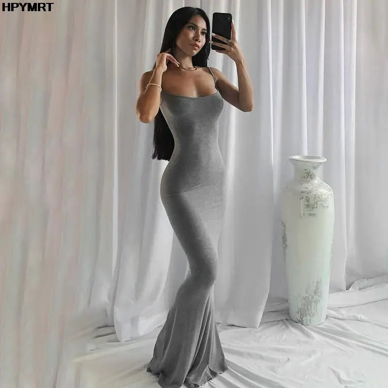 Satin Slip Sleeveless Backless  Maxi Dress