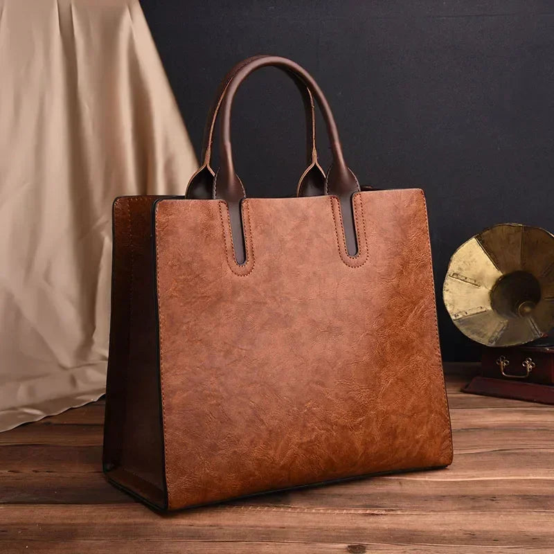 OIL SKIN Leather Big Casual Tote