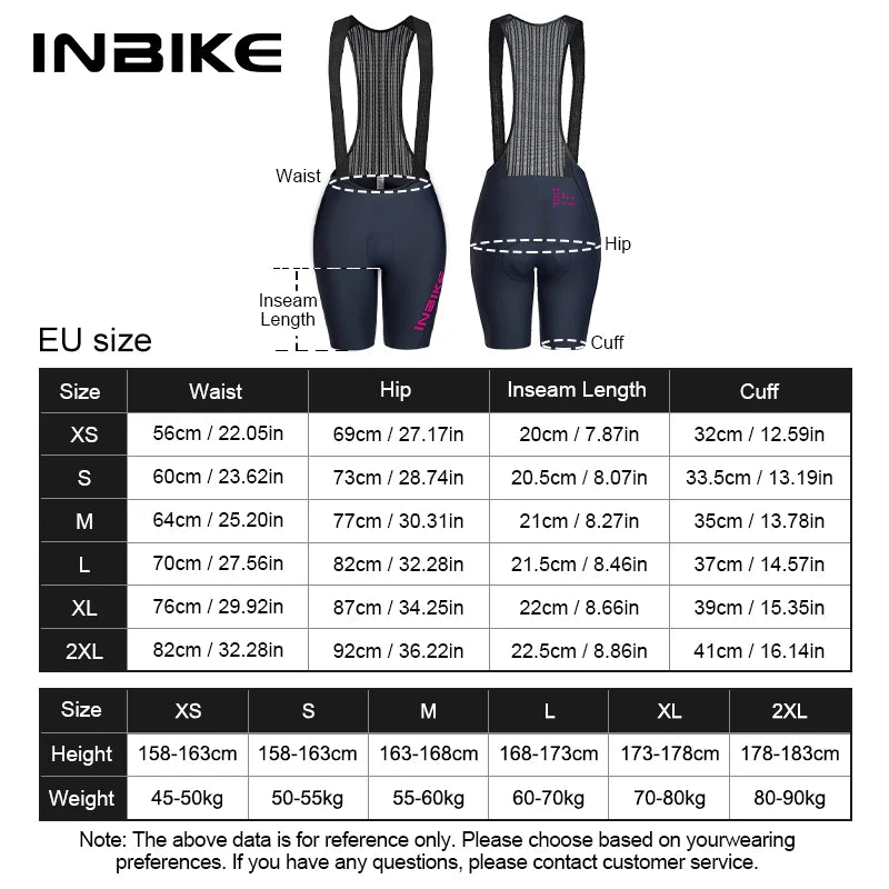 INBIKE Women's Cycling Bib Shorts Summer Breathable High-Waisted Suspenders Shorts Outdoor Bike Riding Underwear Cycling Gear
