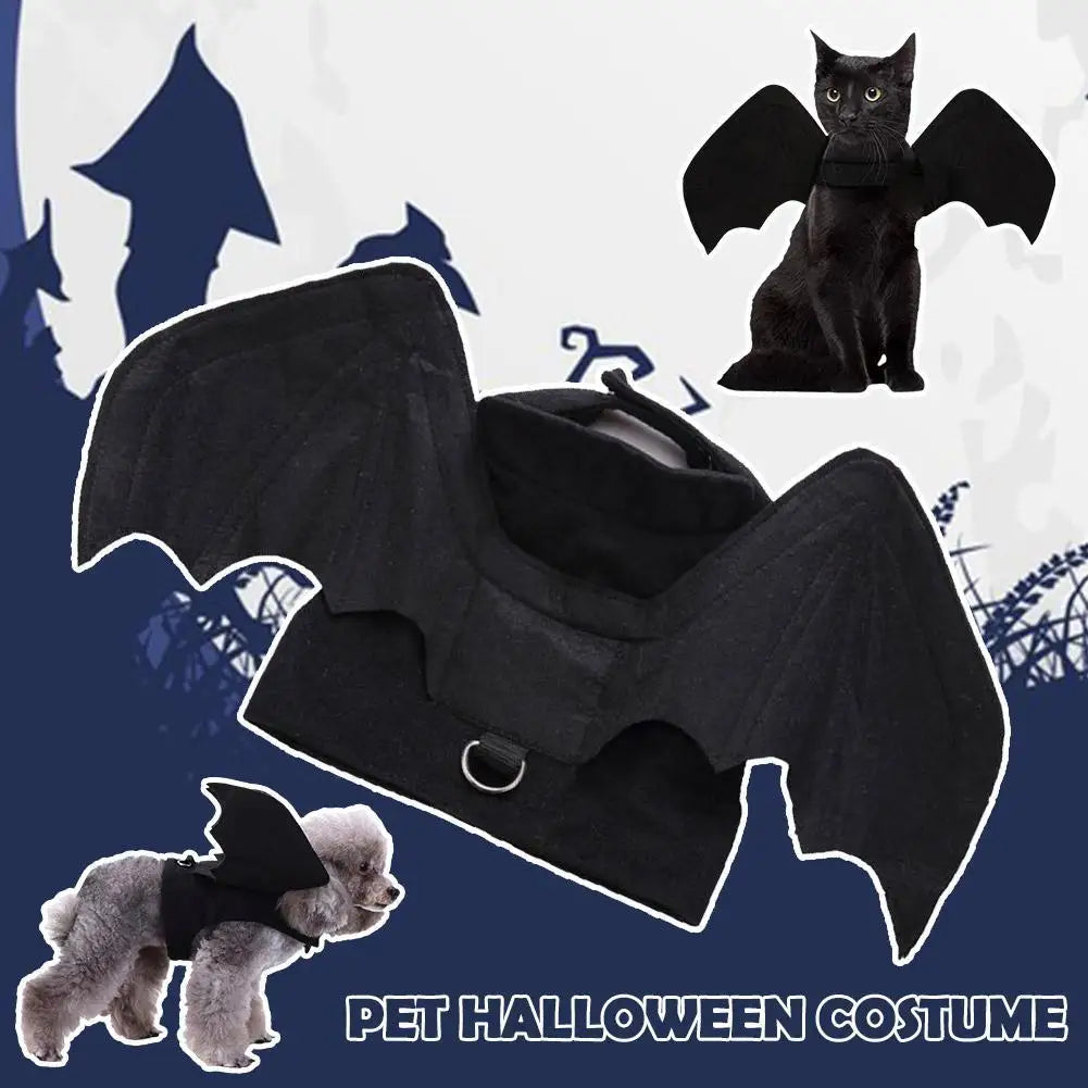 -Halloween Pet Costume - Cute Black Bat Wings Harness Costume For Cats And Dogs,