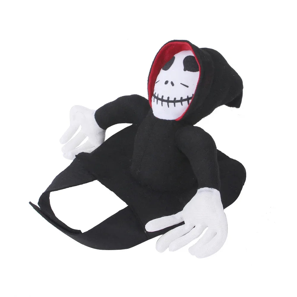 Halloween Pet Dog Costume Skeleton Reaper Rider