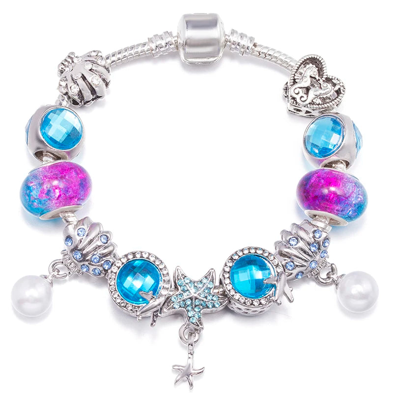 Hollow Foot Beads Charm Bracelets