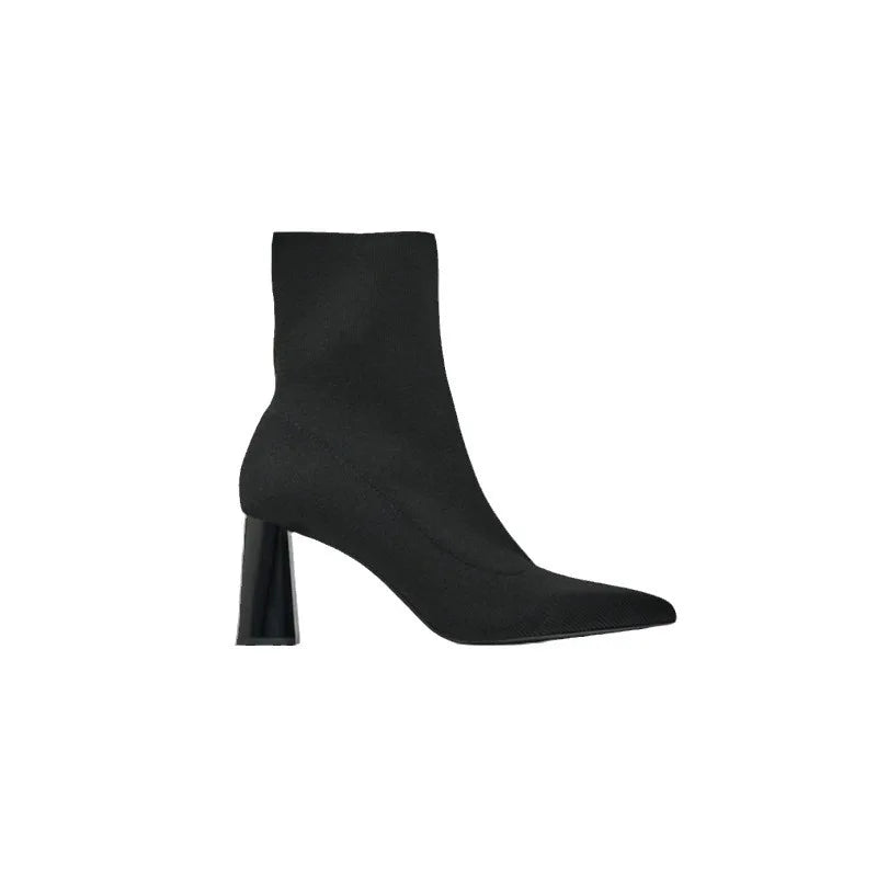Low Heel Short Boots Pointed Toe