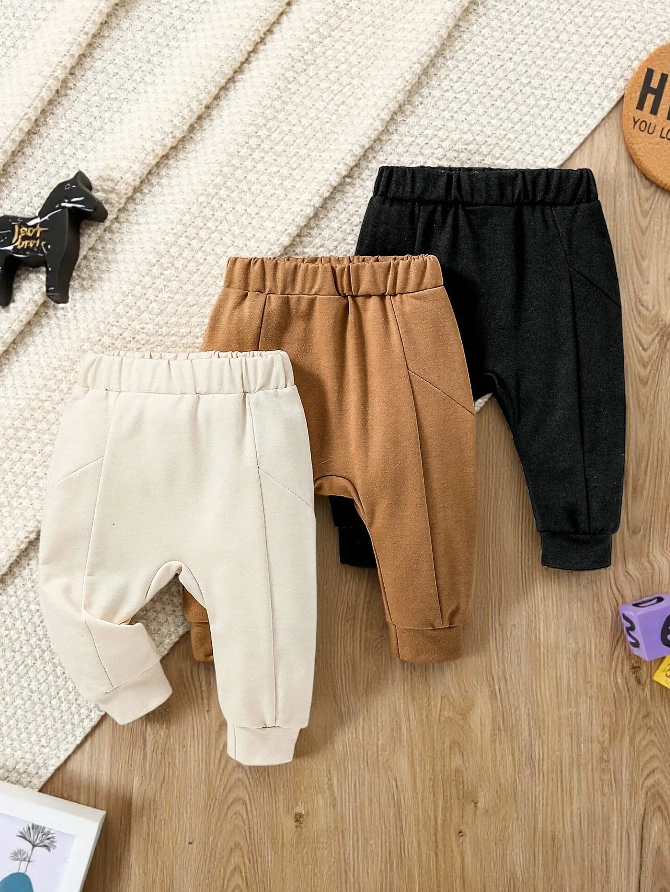 2025 New Fashion 3Pcs Baby Boys Winter Solid  For 1-3Y Infants  Causal Daily Trousers