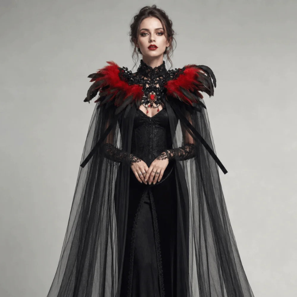 Black Halloween Feather Cloak