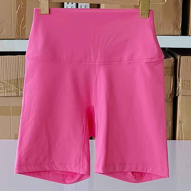 Solid Color Women Fitness Sports Short High Waist Yoga Short  Cycling Comprehensive Training Jog Squat Proof Internal Pockets