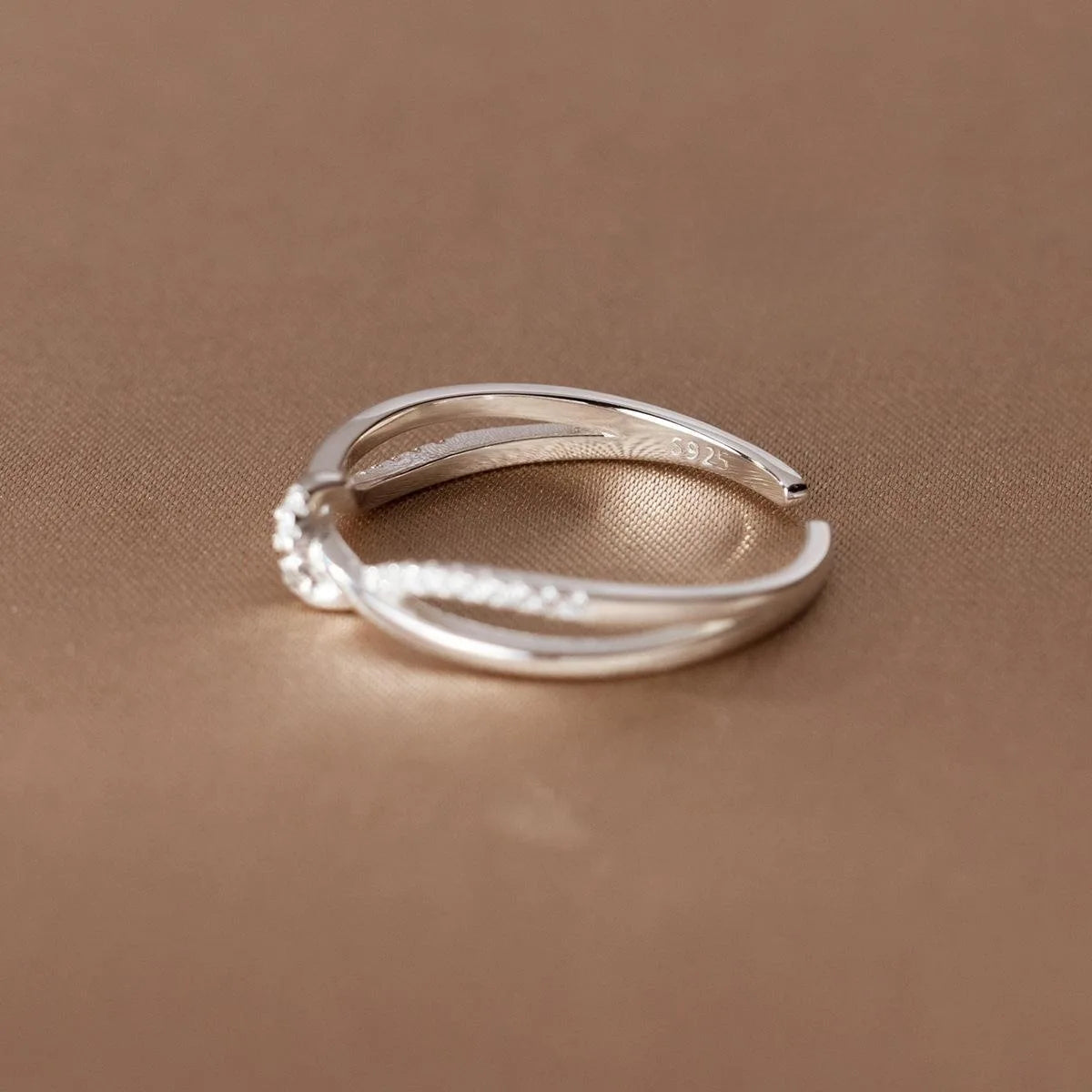 925 Sterling Silver Cross Knotting Zircon Rings