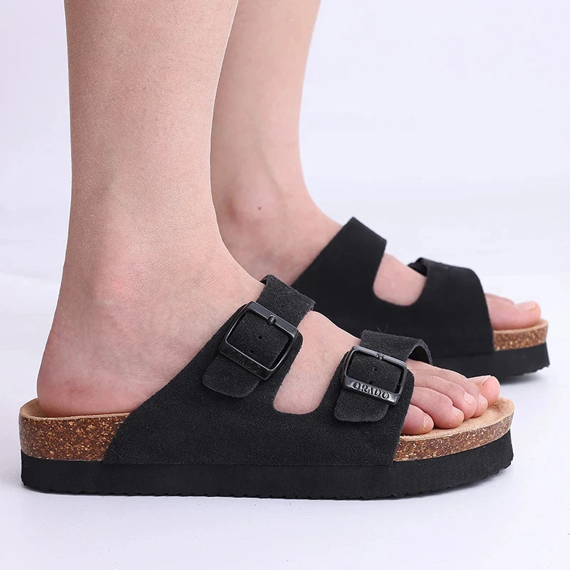 Cork Sandals For Women Men Fashion Soft Thick Sole Cork Slippers Summer Beach Sandals Home Open Toe Flat Sandals