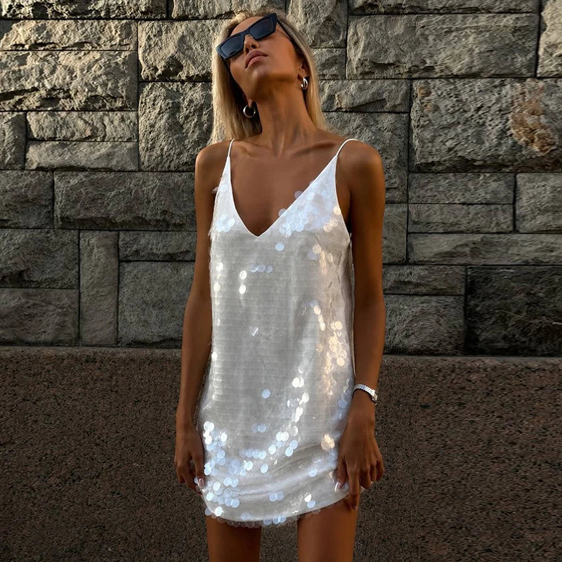 Sling Hollow Out Waist-Closed Mini Dress