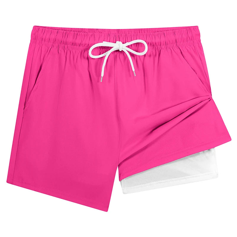 Mens Swim Trunks with Compression Liner Phone Pocket