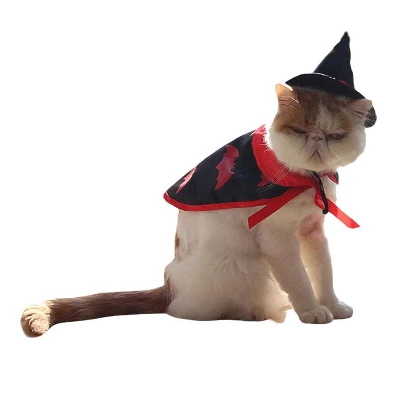 Halloween Pet Costume for Cats Breathable Cloak Shape Pumpkin Pattern Harness