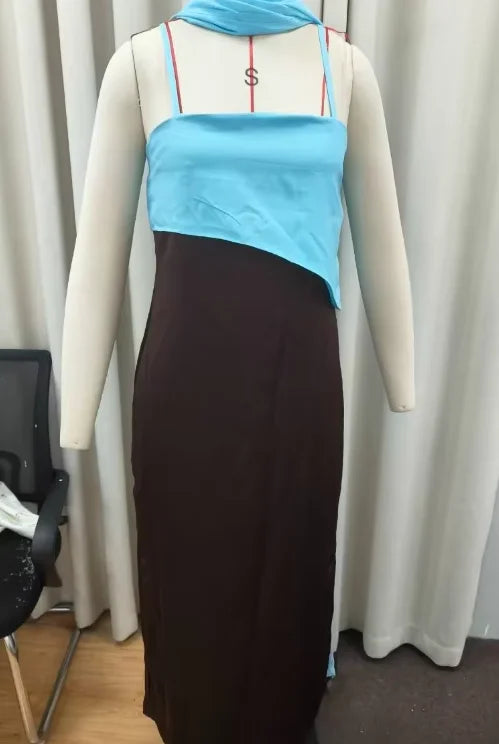 Multicolored Pleated  Maxi Dress  Spaghetti Strap Ruffle Tiered Flowy